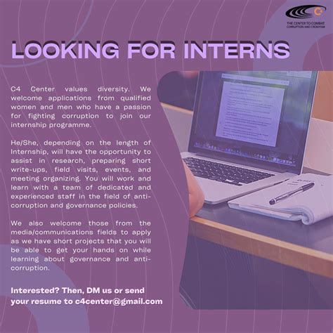 Internship Opportunity Open For Application C4 Center