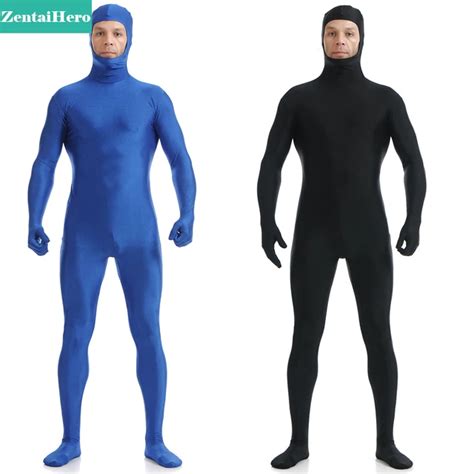 Zentaihero New Second Skin Tight Suits Lycra Zentai Suit Blue Open Face Spandex Unitard Mens