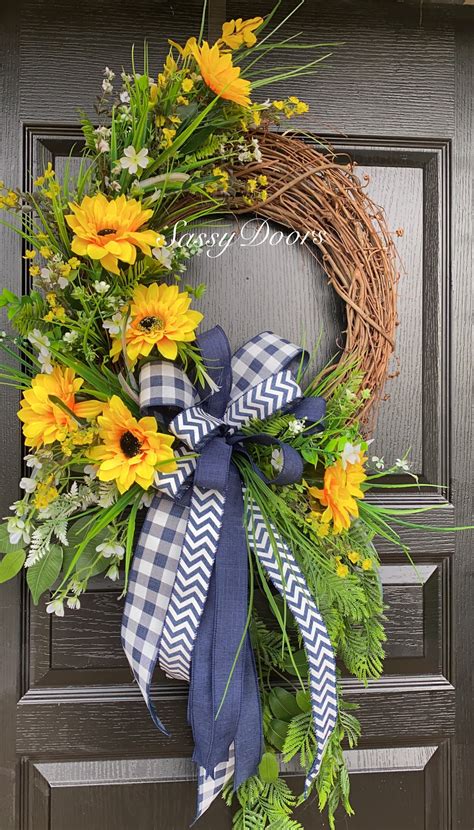 Sunflower Wreaths Wreath With Sunflowers Spring And Summer Front Door