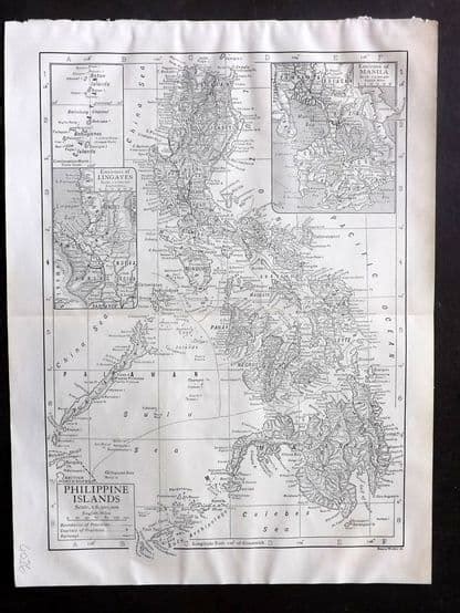 Encyclopaedia Britannica 1911 Antique Map Philippine Islands Philippines