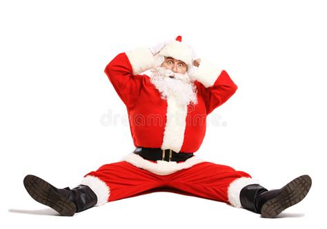 Hilarious And Funny Santa Claus Confused While Sitting Stock Image