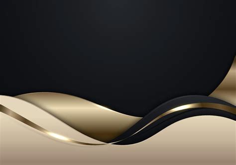 Elegant 3d Abstract Background Golden Wave Shape With Gold Ribbon Lines
