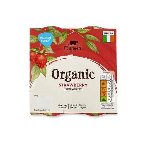 Organic Strawberry Yogurt 4 X 125g Duneen Dairy Aldiie