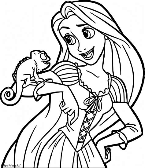 Happy Princess Rapunzel Coloring Page