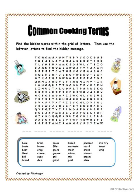 Common Cooking Terms English Esl Worksheets Pdf Doc Worksheets Library