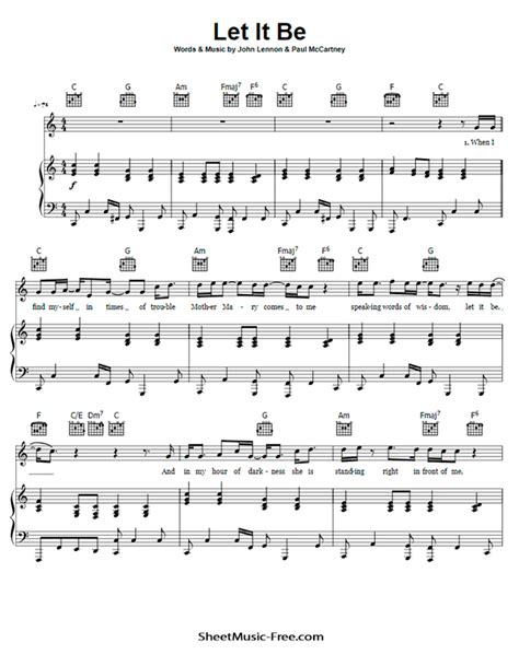 It was recorded in three days. Let It Be Sheet Music Beatles | ♪ SHEETMUSIC-FREE.COM