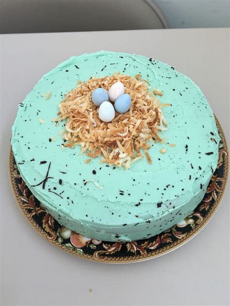 Speckled Egg Easter Cake With Coconut Buttercream Frosting