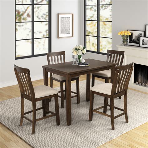 5 Piece Dining Table And Chair Set Wooden Dining Room Table And Set Of