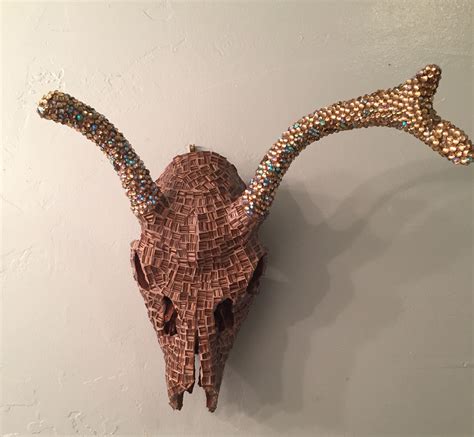 Mosaic Deer Skull Head With Swarovski Crystals Mosaic Animals Deer