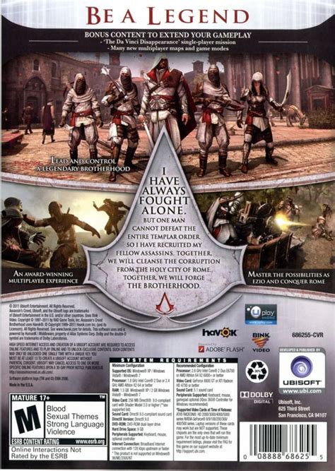 Assassin S Creed Brotherhood Windows Box Cover Art Mobygames