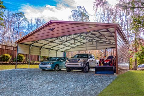 30x25x8 Triple Wide Carport With A Vertical Roof Village Carports