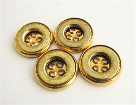 Gold Metal Buttons Flat Metal Buttons Very Classic Buttons Etsy