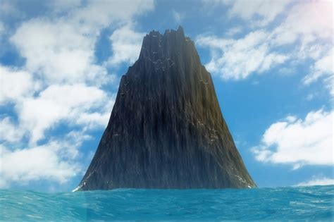 Premium Photo Black Rock Island Landscape In Ocean Extreme Closeup