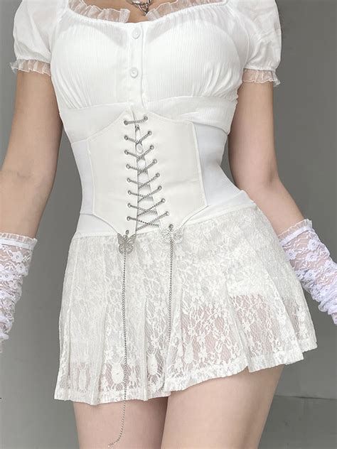 Rapcopter Y2k Lace Pleated Skirts Fairycore Cute Sweet Mini Skirts
