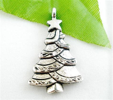 4 Silver Christmas Tree Charms Garland Decorations Star Etsy