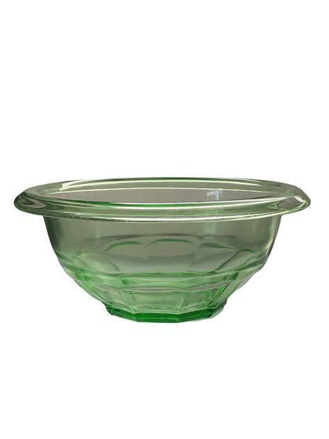 Hazel Atlas Uranium Green Glass Mixing Bowl Set Of 2 Vintage Depression