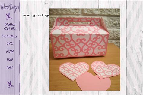 With these svg cut images with commercial license, you can direct use them in compatible cutting machines like silhouette or cricut. Valentine gift box, Gift box svg, template box svg, (51715 ...