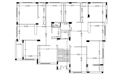 Three Bhk Apartment Plan With Dimension Dwg File Cadbull