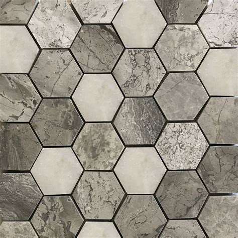 Hexagon Mosaic Mixed Grey Tile