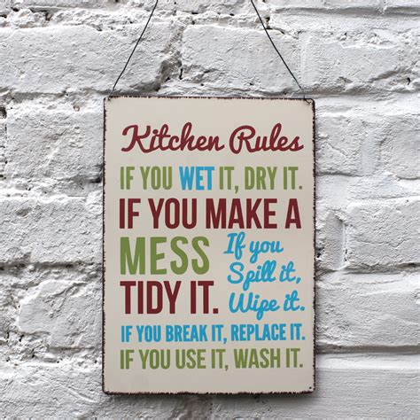 Kitchen Rules Metal Sign Rex London
