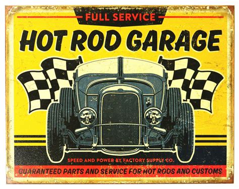 Full Service Hot Rod Garage Tin Metal Sign Rat Rod Race Car Mechanic