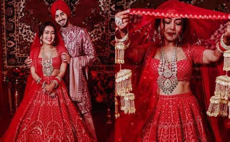 Neha Kakkar Wedding Photos Singer Dazzles In Bridal Look Along With Spouse Rohanpreet Singh