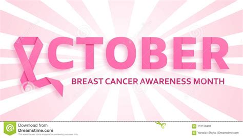 Breast Cancer Awareness Month Background With Pink Ribbon And Text