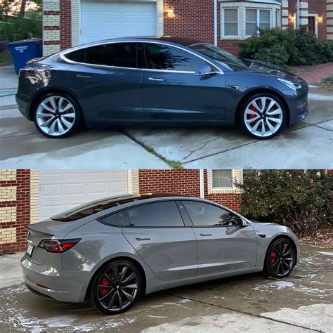 Before And After Vinyl Wrap Teslamodel3