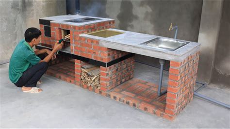 Build A Multi Purpose Wood Stove From Red Bricks And Cement Youtube
