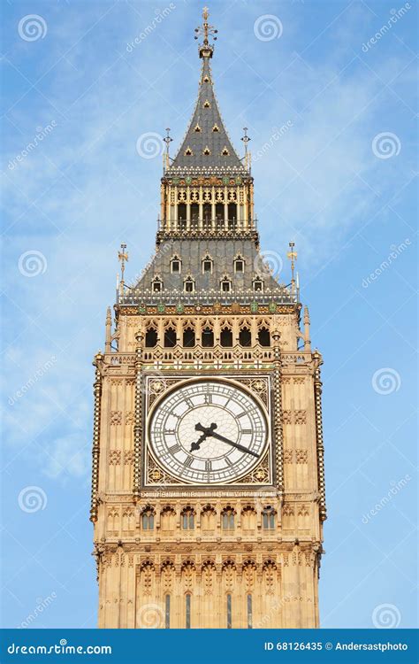 Big Ben Close Up In London Blue Sky Stock Image Image Of Famous