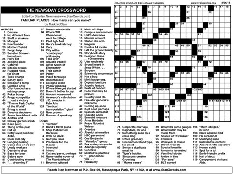 Free Printable Sunday Crossword Puzzles Welcome To Washington Post