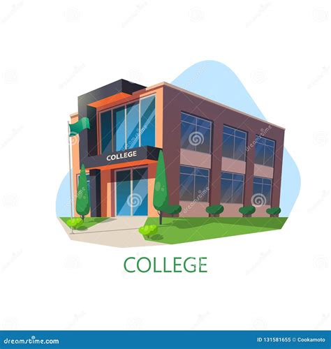 Modern College Building Education Architecture Stock Vector