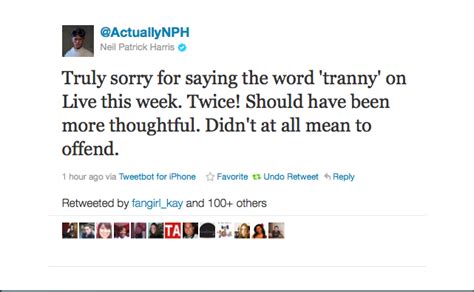 Maybe Its Just Me Neil Patrick Harris Apologizes For Using The Word Tranny On Air