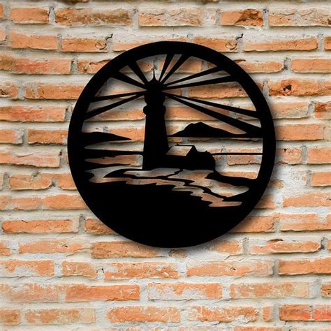 Lighthouse Metal Wall Art Sign Lighthouse Sunsets Nautical Decor