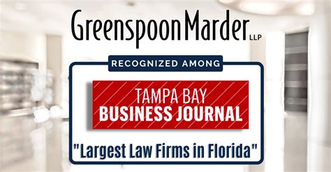 Greenspoon Marder Recognized Among Tampa Bay Business Journals