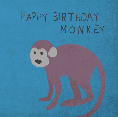 Blue Monkey Happy Birthday Card By Lil3birdy
