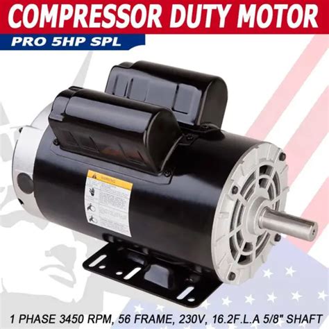 5 Hp Spl 3450 Rpm Air Compressor 60hz Electric Motor 208 230v 56frame 5