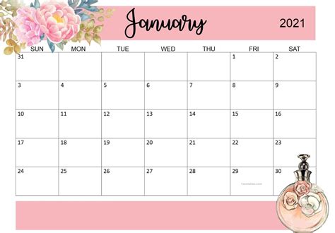 January 2021 Blank Calendar Maintaining A Daily Routin Calendar