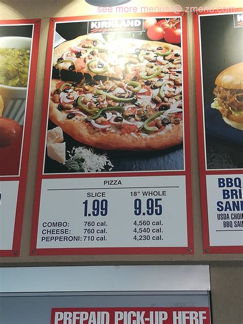 Online Menu Of Costco Food Court Restaurant San Jose California