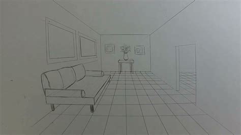 How To Draw A Room In 1 Point Perspective Youtube