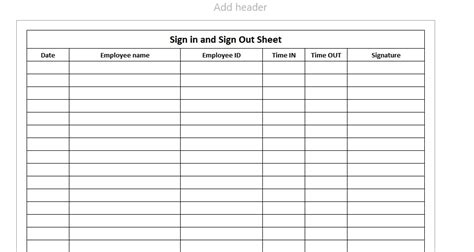 Printable Employee Sign In Sheet Template Printable Templates Free
