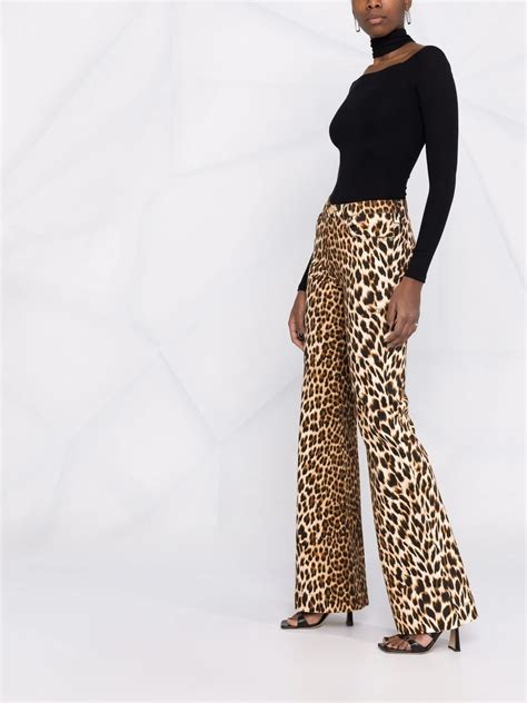 Roberto Cavalli Leopard Print Flare Trousers Farfetch