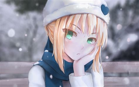 Blonde Green Eyes Fate Stay Night Anime Girls Saber Anime Hat