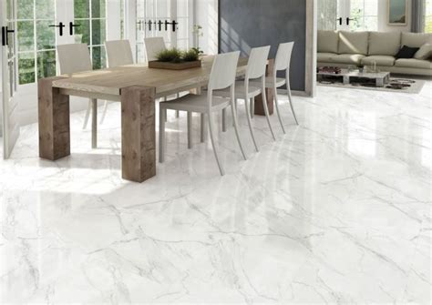 White Marble Effect Gloss Ceramic Floor Tile Luxury Marble Flooring