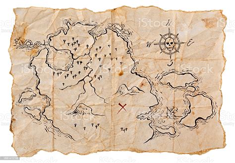 Gestalte mit dieser vorlage eine kostenlose schatzkarte zum ausdrucken. Pirate Map To Buried Treasure Isolated On White Horizontal ...