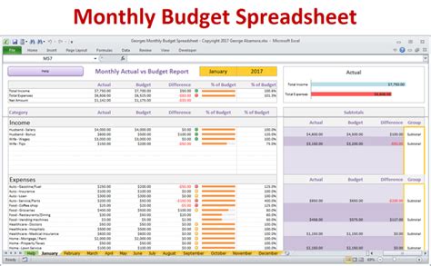 monthly budget spreadsheet  excel buyexceltemplatescom