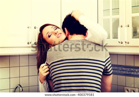 Romantic Couple Kissing Kitchen Stock Photo Edit Now 400379581