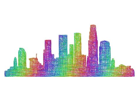 Los Angeles Skyline Multicolor Line Art Vector Eps Ai Uidownload