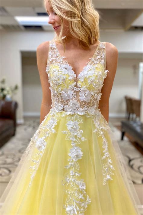 Yellow Tulle Lace Long Prom Dress Yellow Formal Dress · Of Girl · Online Store Powered By Storenvy