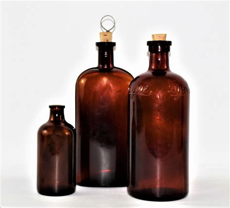 Antique Apothecary Brown Glass Bottles Antique Corkscrew